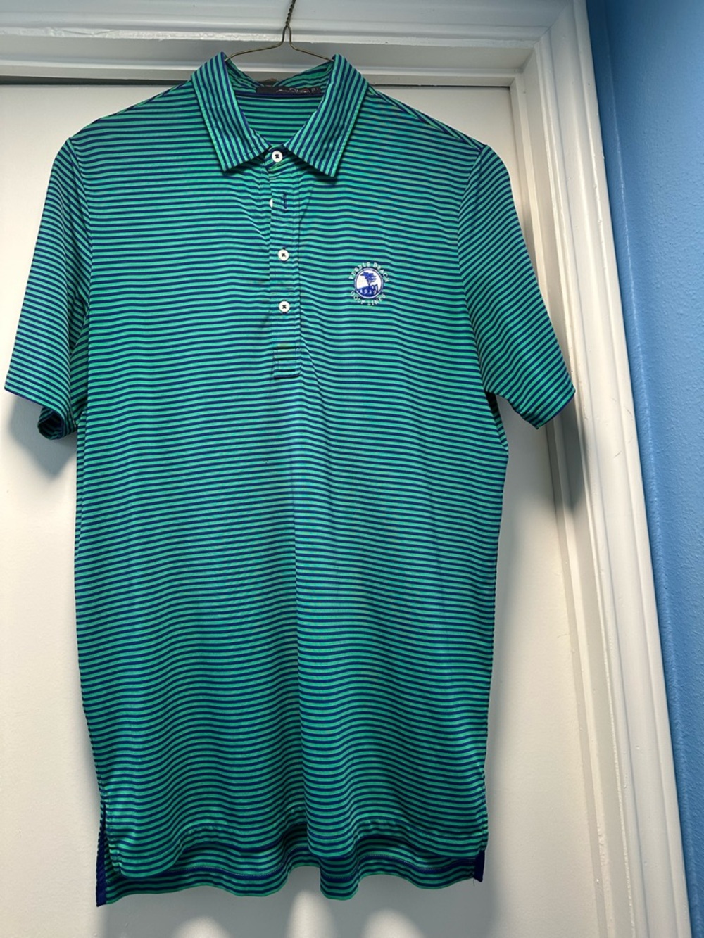 Men's Teal & Navy Striped Polo Shirt